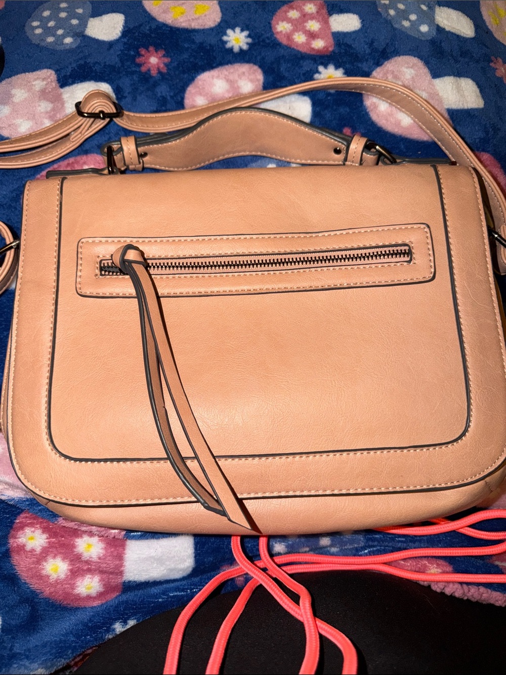 Women's Leather JUST FAB Crossbody Bag - Peach